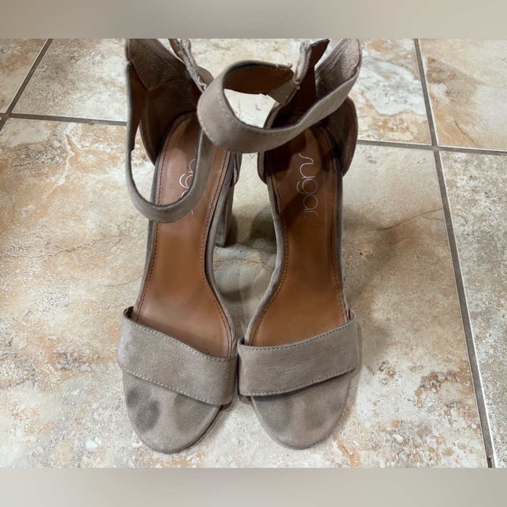 Sugar Taupe Suede Heels